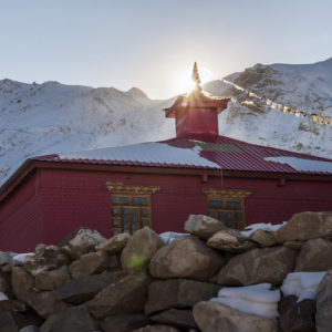 Sunrise over a monastery