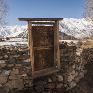 A door to a stepped farm