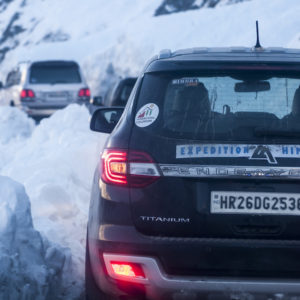 The convoy makes careful progress on the return journey